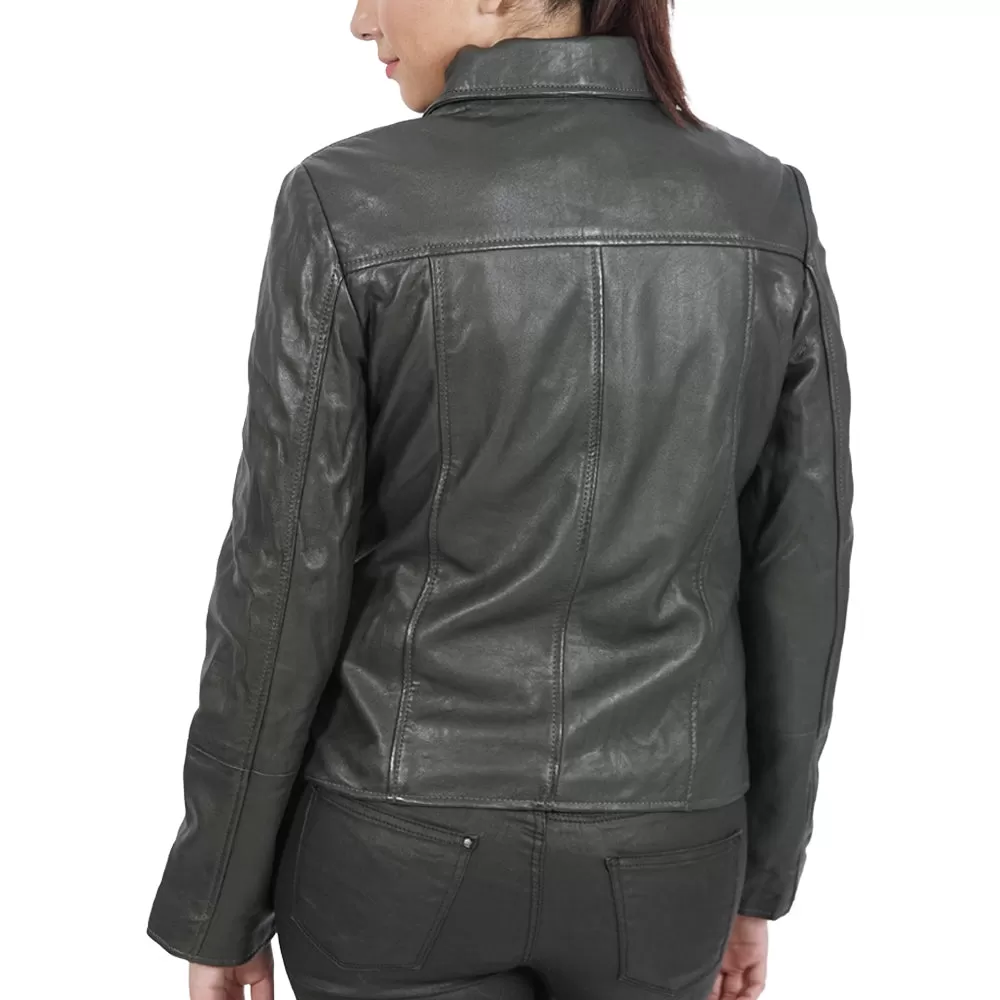 Janet Asymmetric Leather Jacket