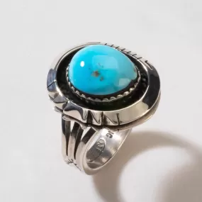 Joe Piaso Jr. Sleeping Beauty Turquoise Navajo USA Native American Made 925 Sterling Silver Ring