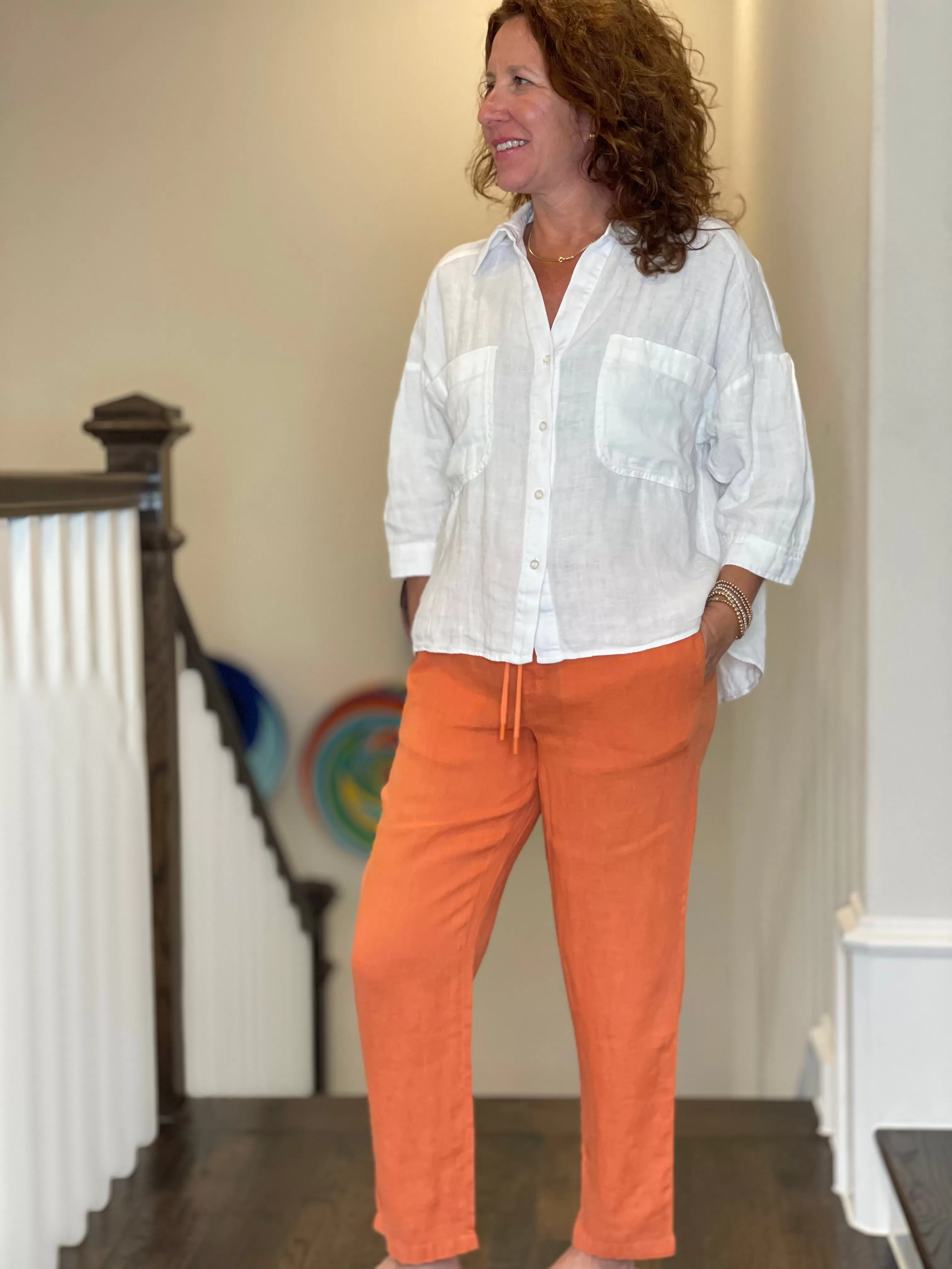 Kut from the Kloth Haisley Drawstring Linen Pant in Terracotta