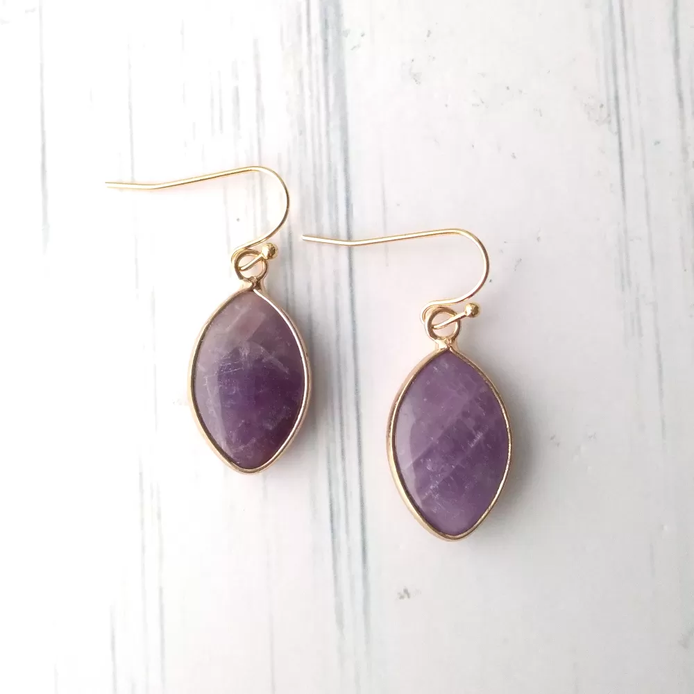 Lavander Jade Marquis Single Drop Earrings