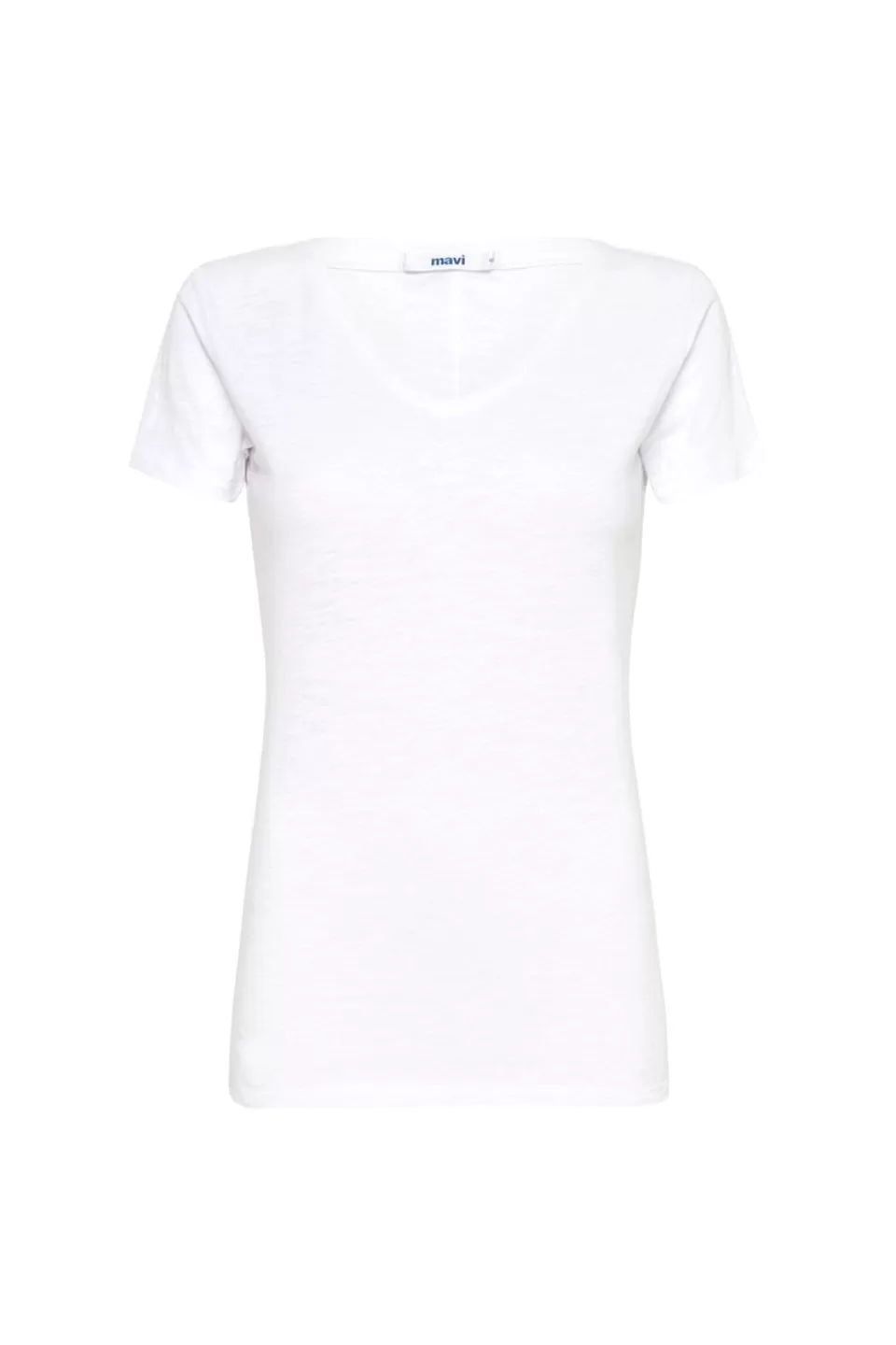 Luna White Cotton V Neck Tee