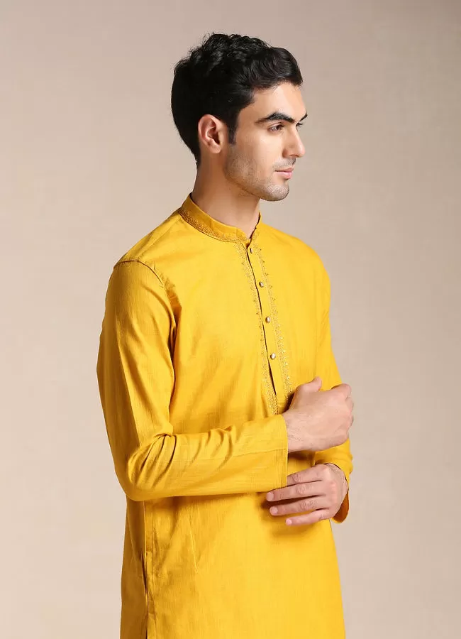 Manyawar Candlelight Orange Placket Detailed Kurta Set