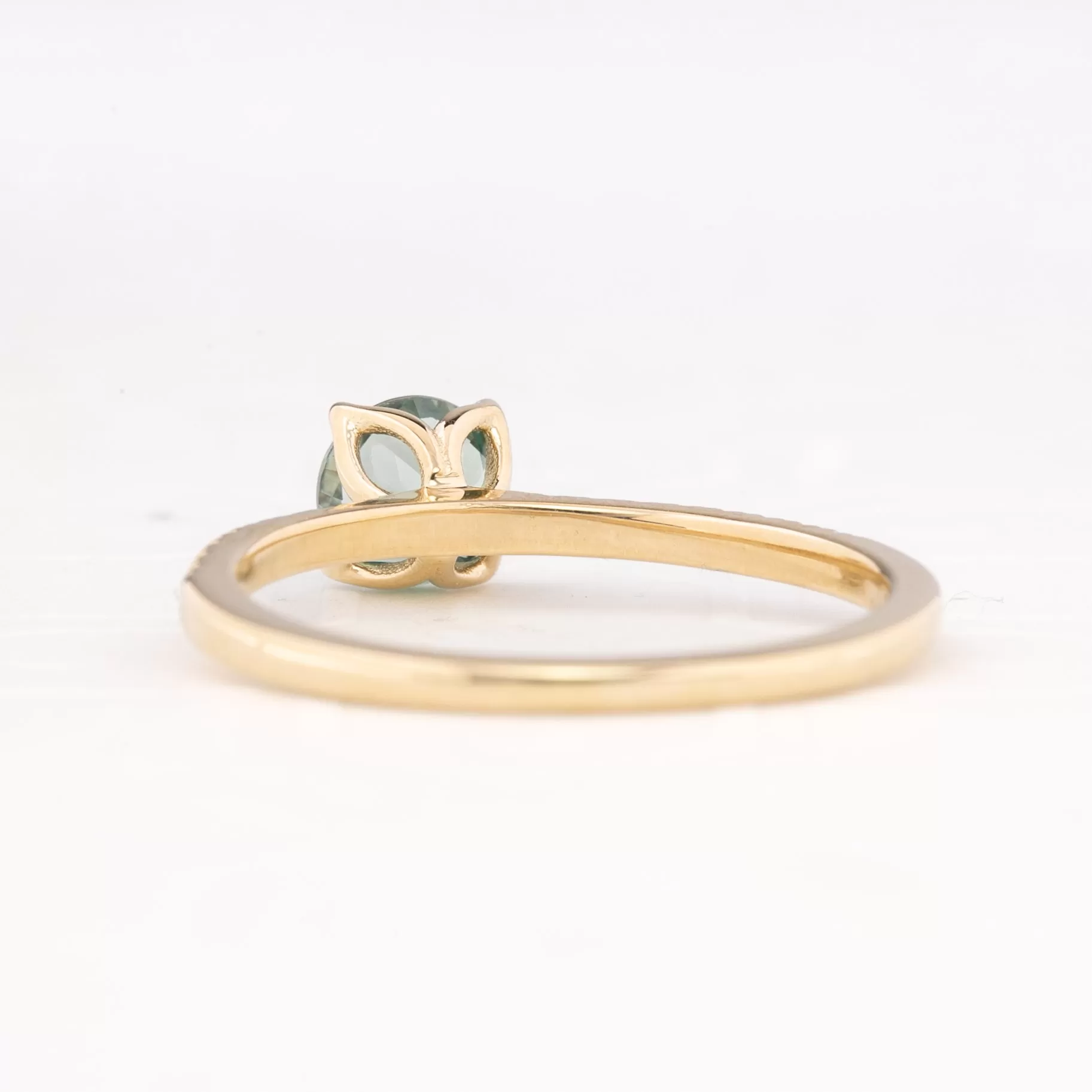 Maria Ring 0.75ct Blue Green Montana Sapphire, 14k Yellow Gold (One of a kind)