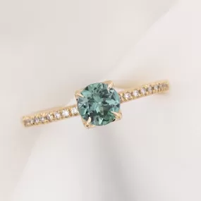 Maria Ring 0.75ct Blue Green Montana Sapphire, 14k Yellow Gold (One of a kind)