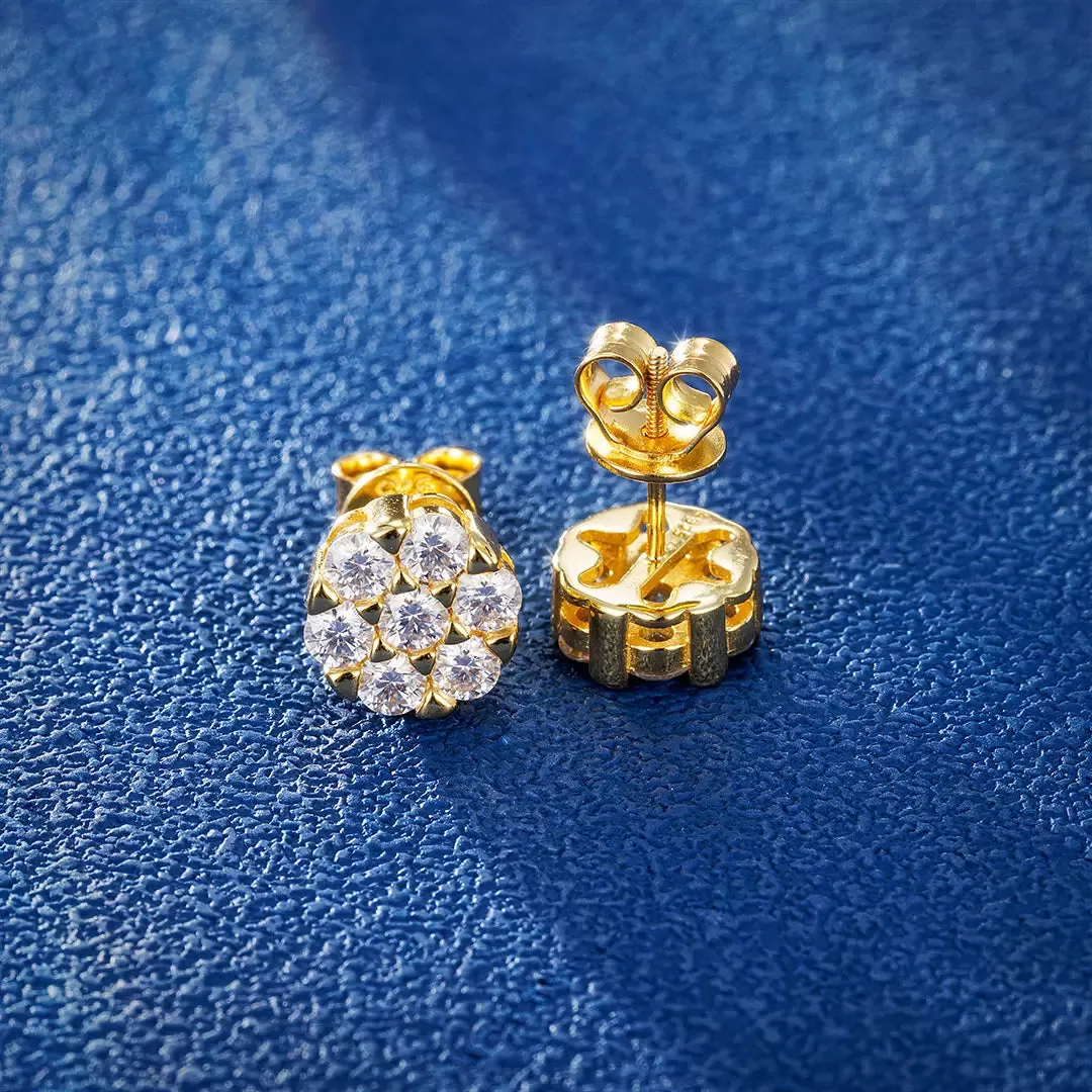 Moissanite Flower Cluster Stud Earrings