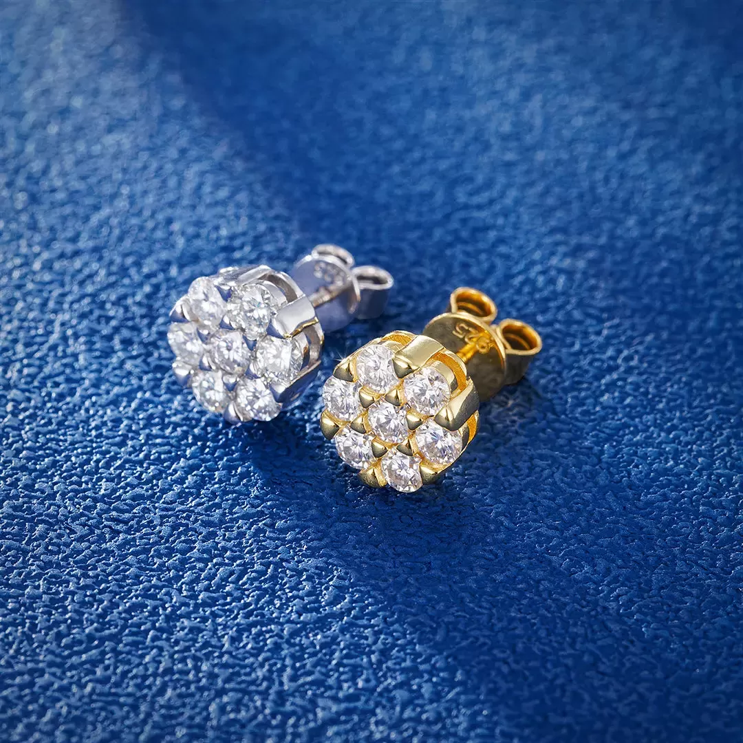 Moissanite Flower Cluster Stud Earrings