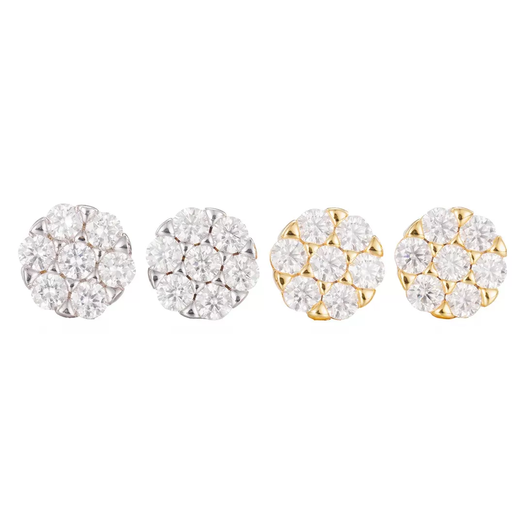 Moissanite Flower Cluster Stud Earrings