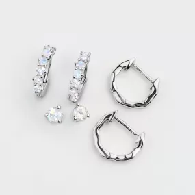 Moonstone Hoop Earring Set - Classic Trio