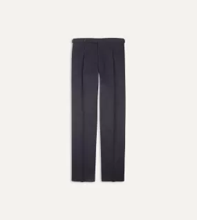 Navy Cotton Drill Single Pleat Trouser