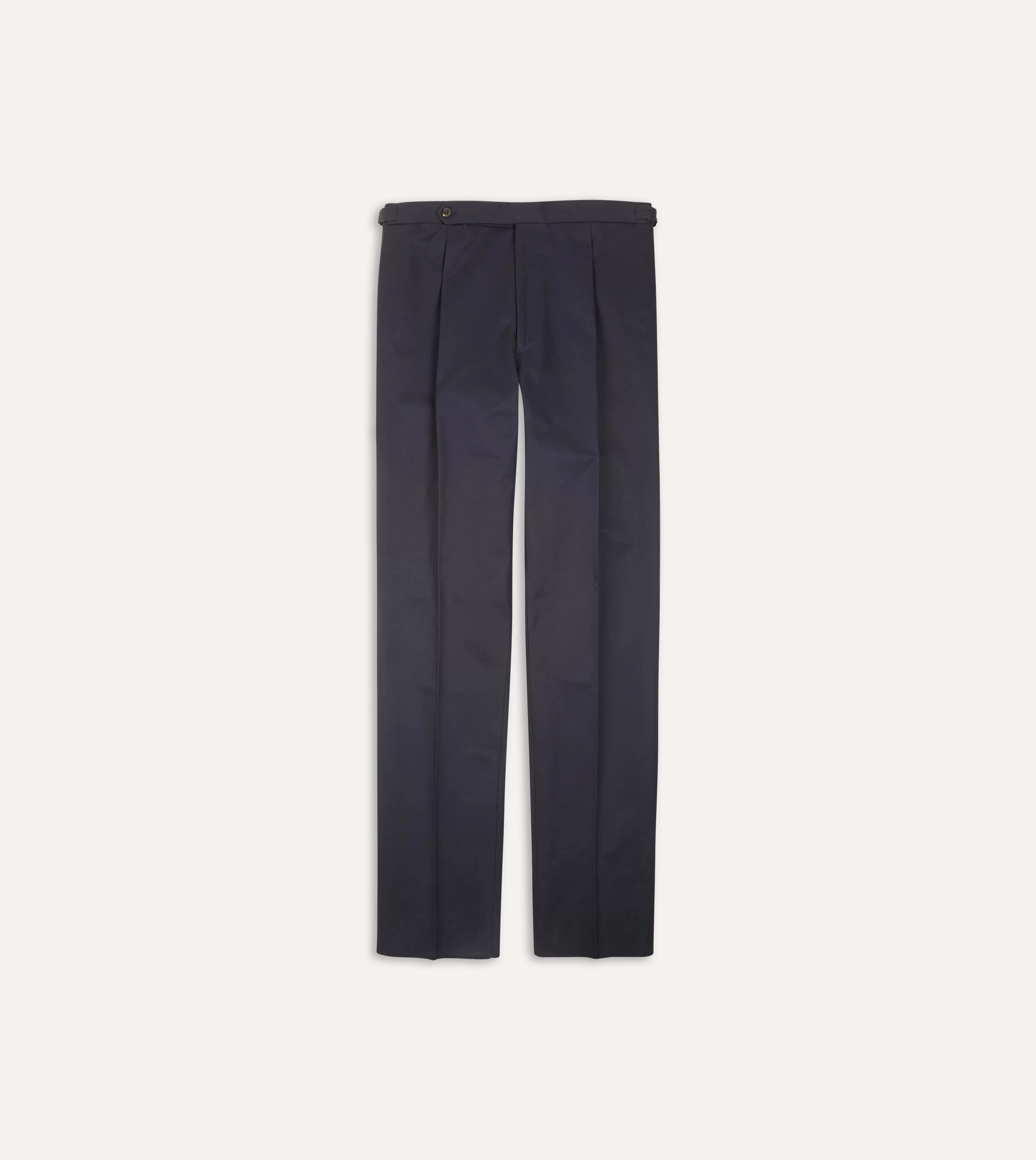 Navy Cotton Drill Single Pleat Trouser