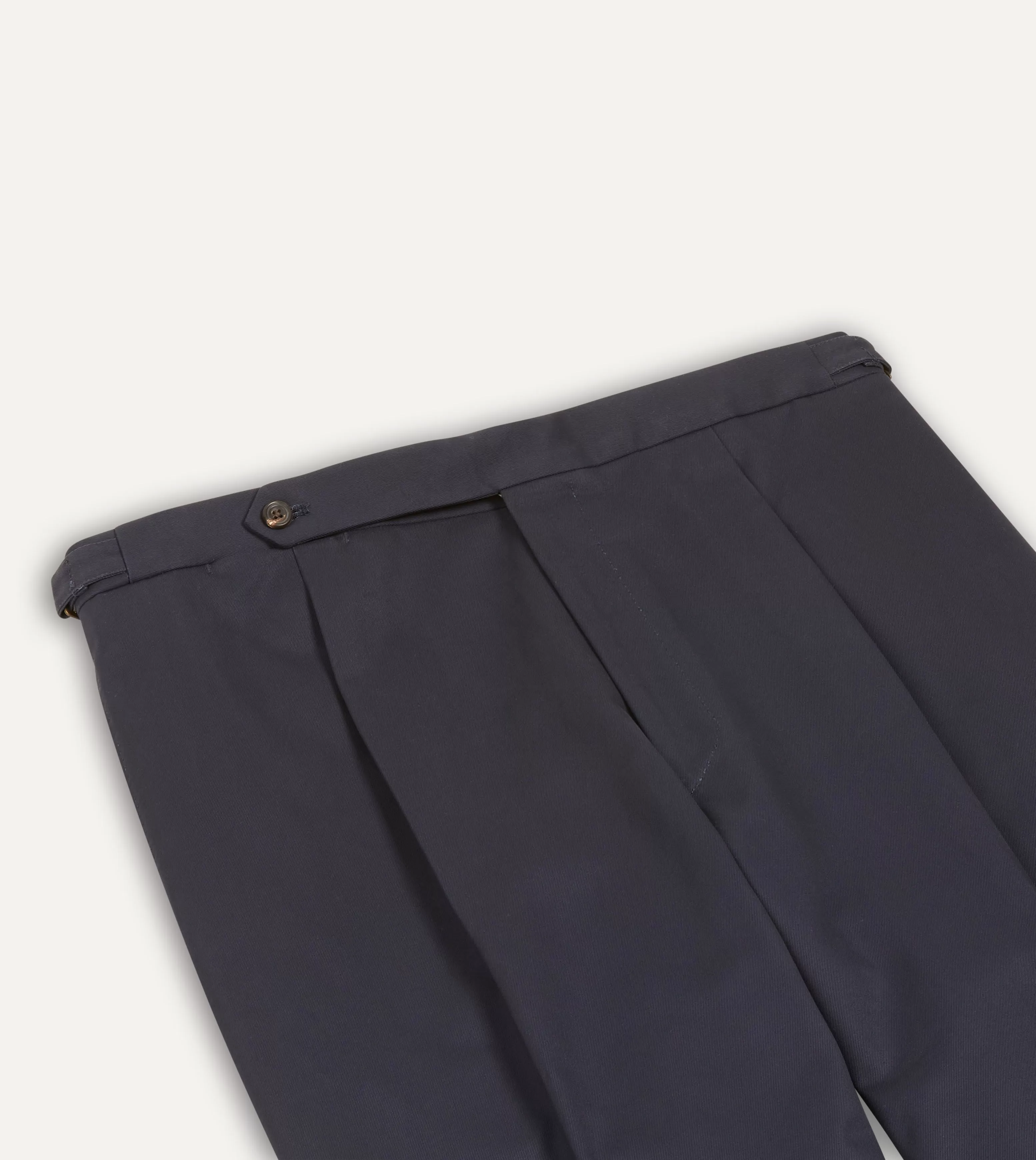 Navy Cotton Drill Single Pleat Trouser