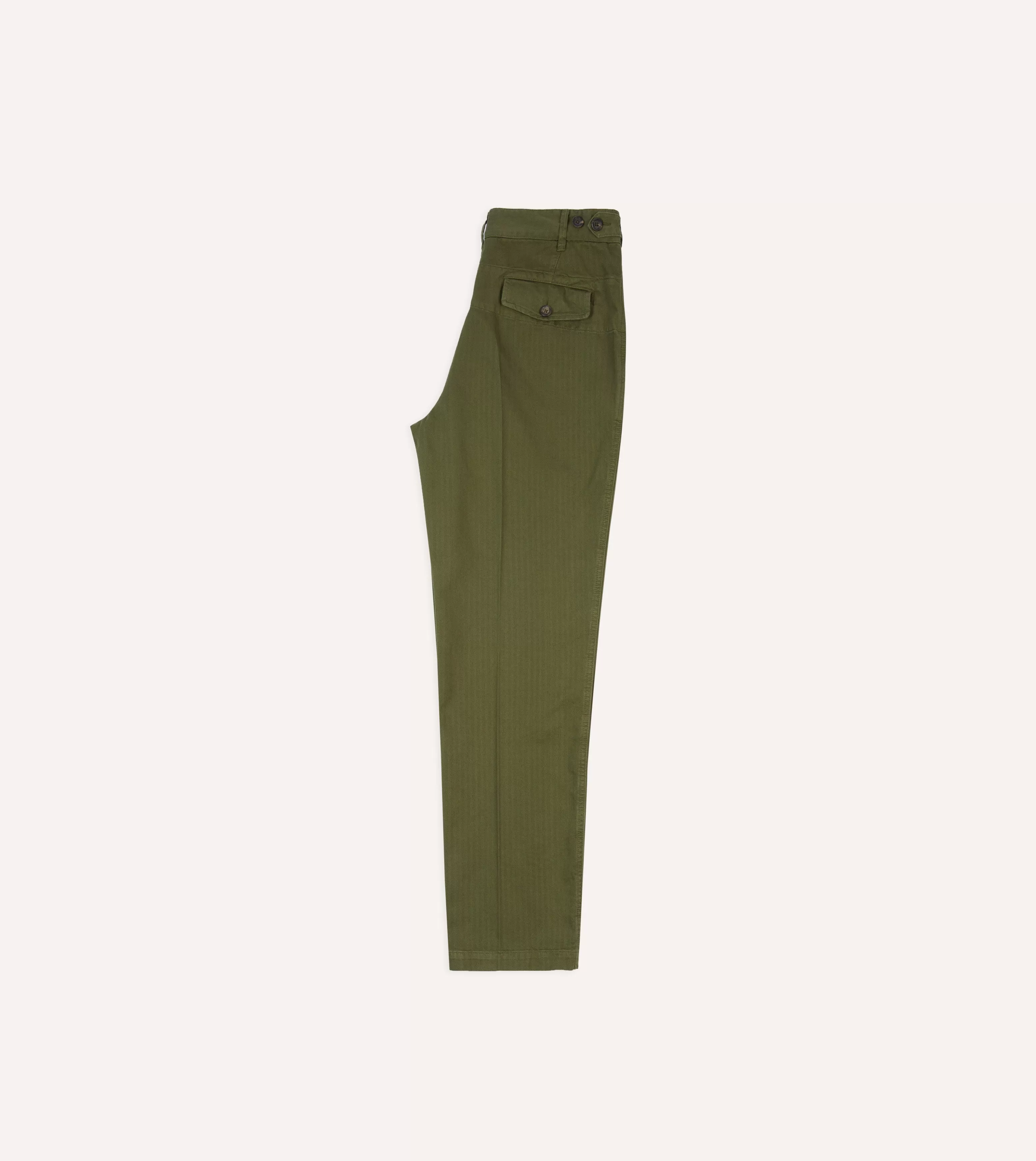 Olive Herringbone Cotton Games Trousers