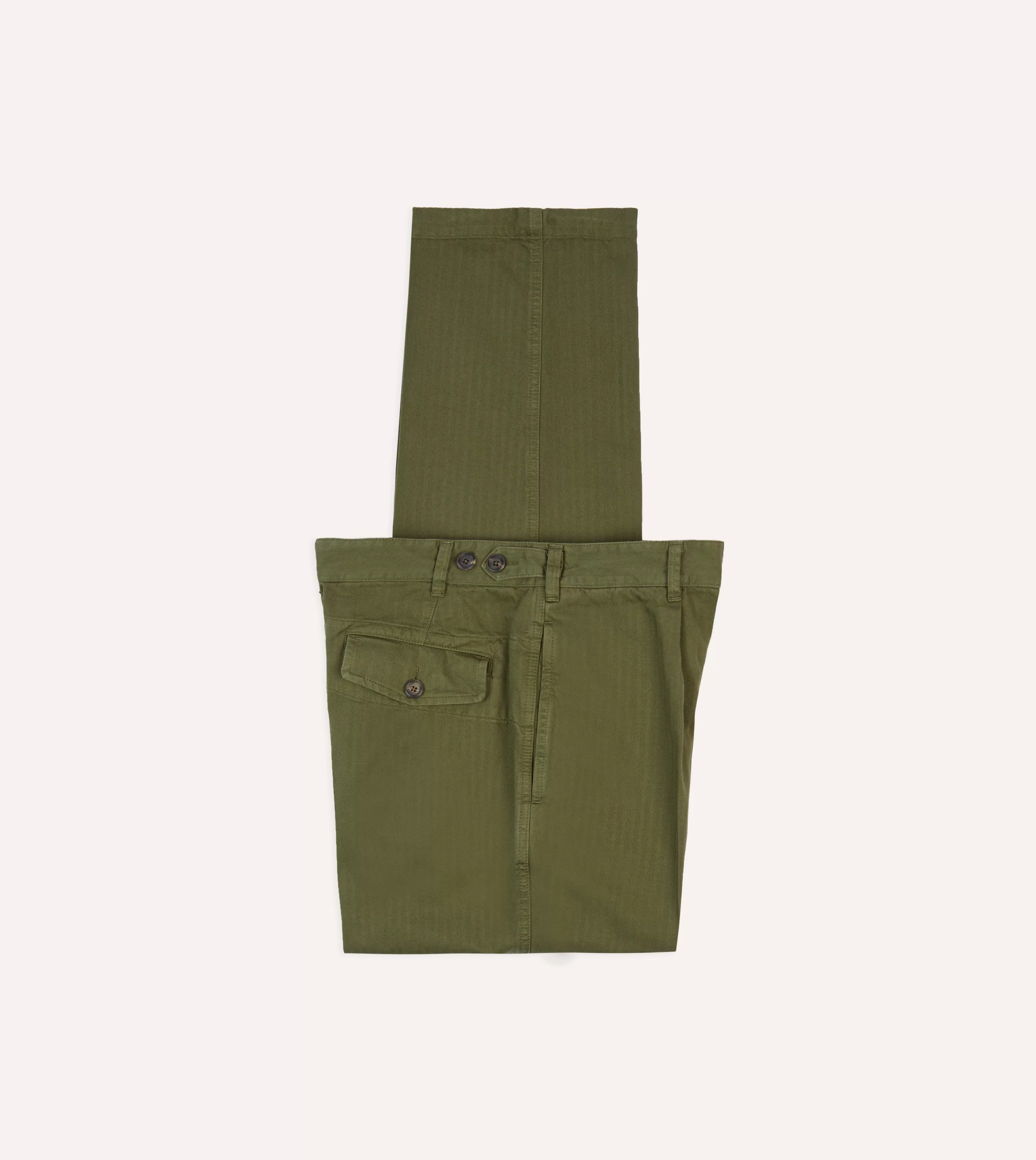 Olive Herringbone Cotton Games Trousers