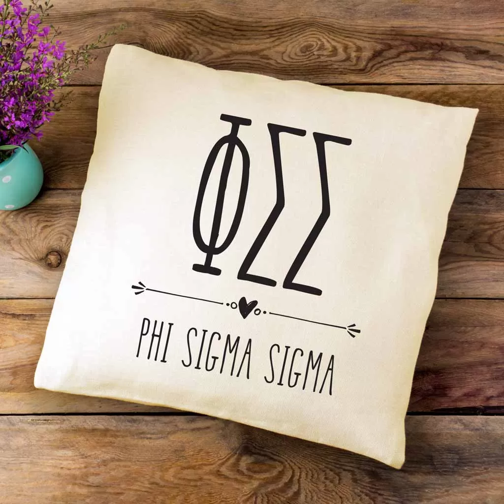 Phi Sigma Sigma Greek Boho Sorority Throw Pillow Cover for Dorm or Apartment