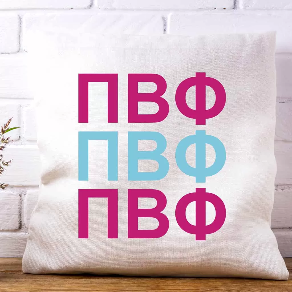 Pi Beta Phi Throw Pillow Cover with Greek Letters