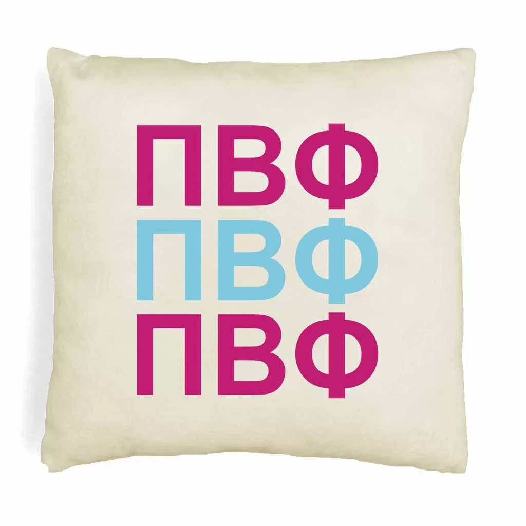 Pi Beta Phi Throw Pillow Cover with Greek Letters