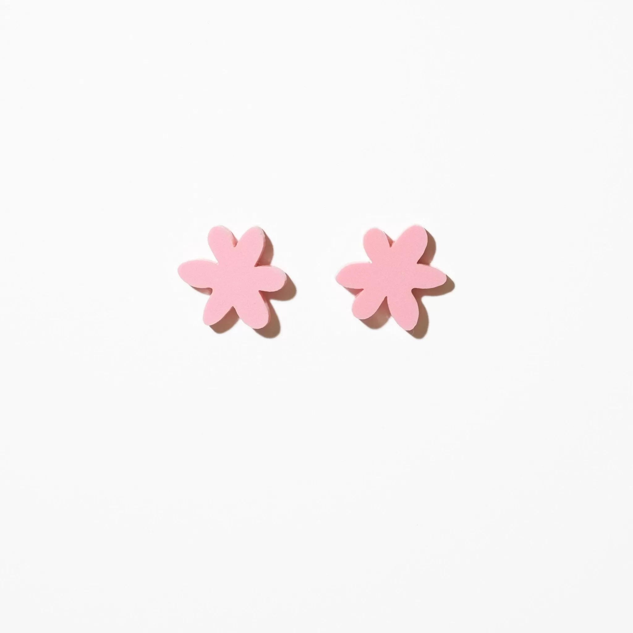 Pink flower stud earrings