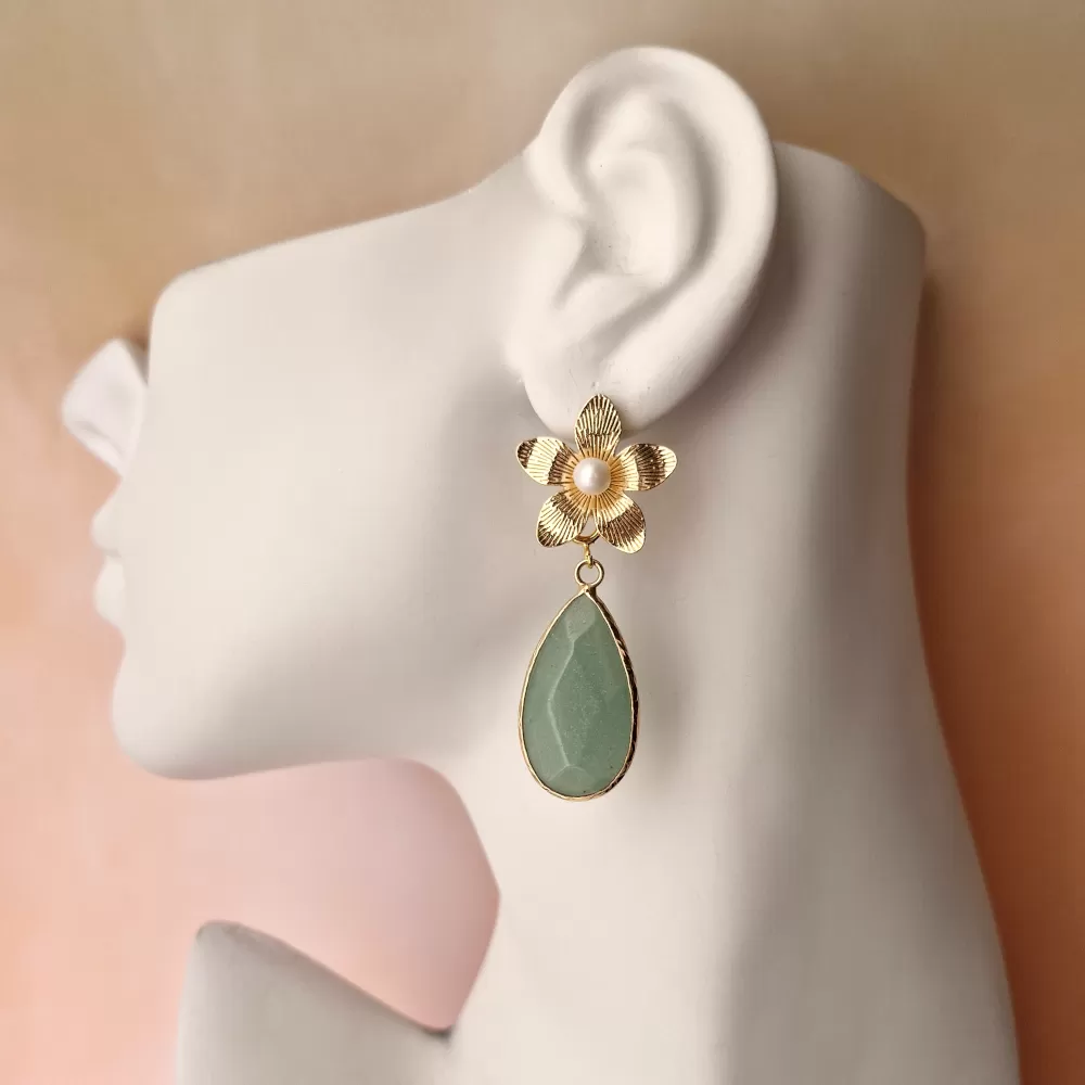 Plumeria Pearl Stud with Detachable Dangles Earrings