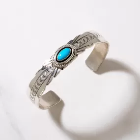 Ray Bennett Navajo Sleeping Beauty Turquoise USA Native American Made 925 Sterling Silver Cuff