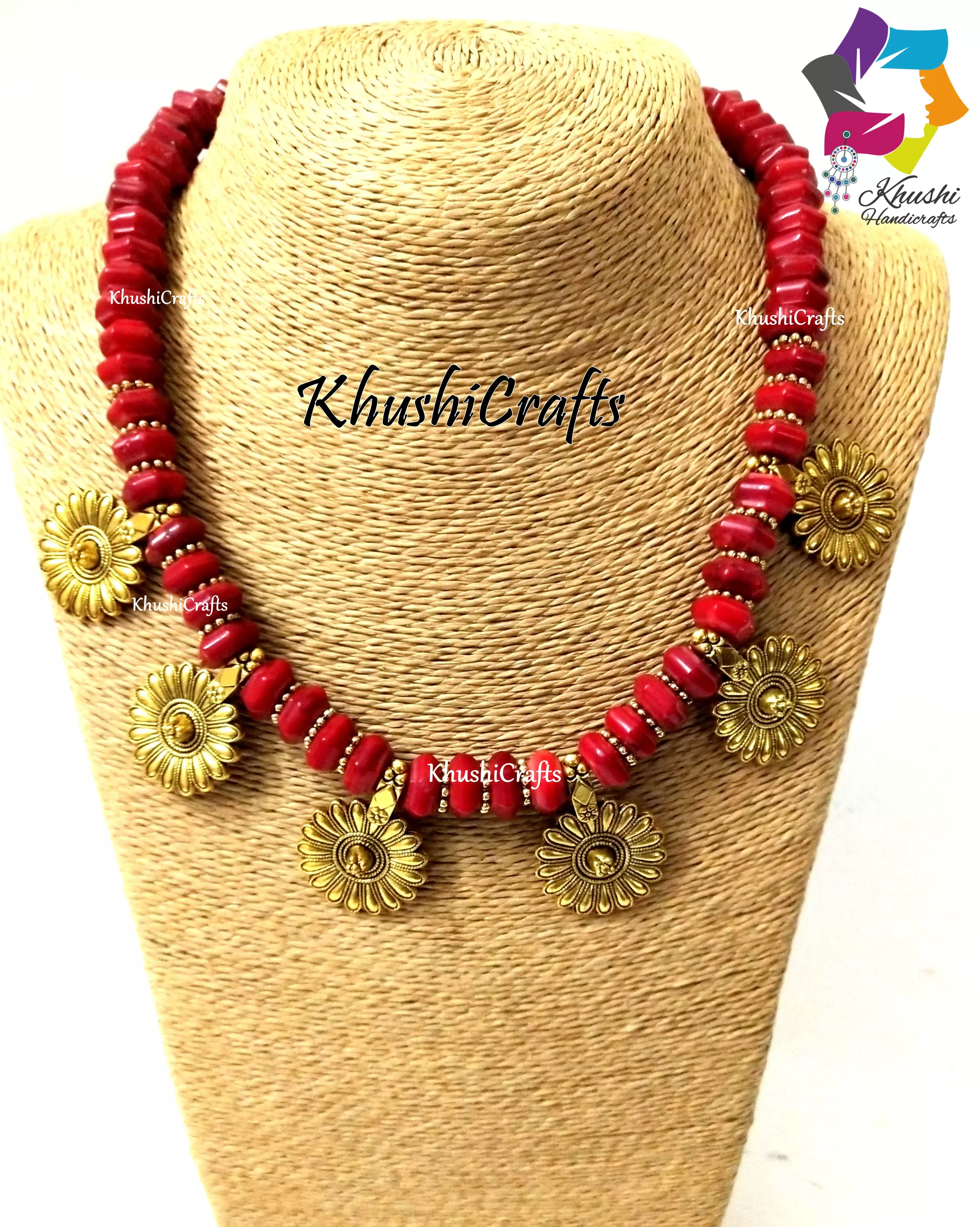 Red Coral Flower Necklace