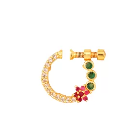 Red-Green-White CZ Nose Pin