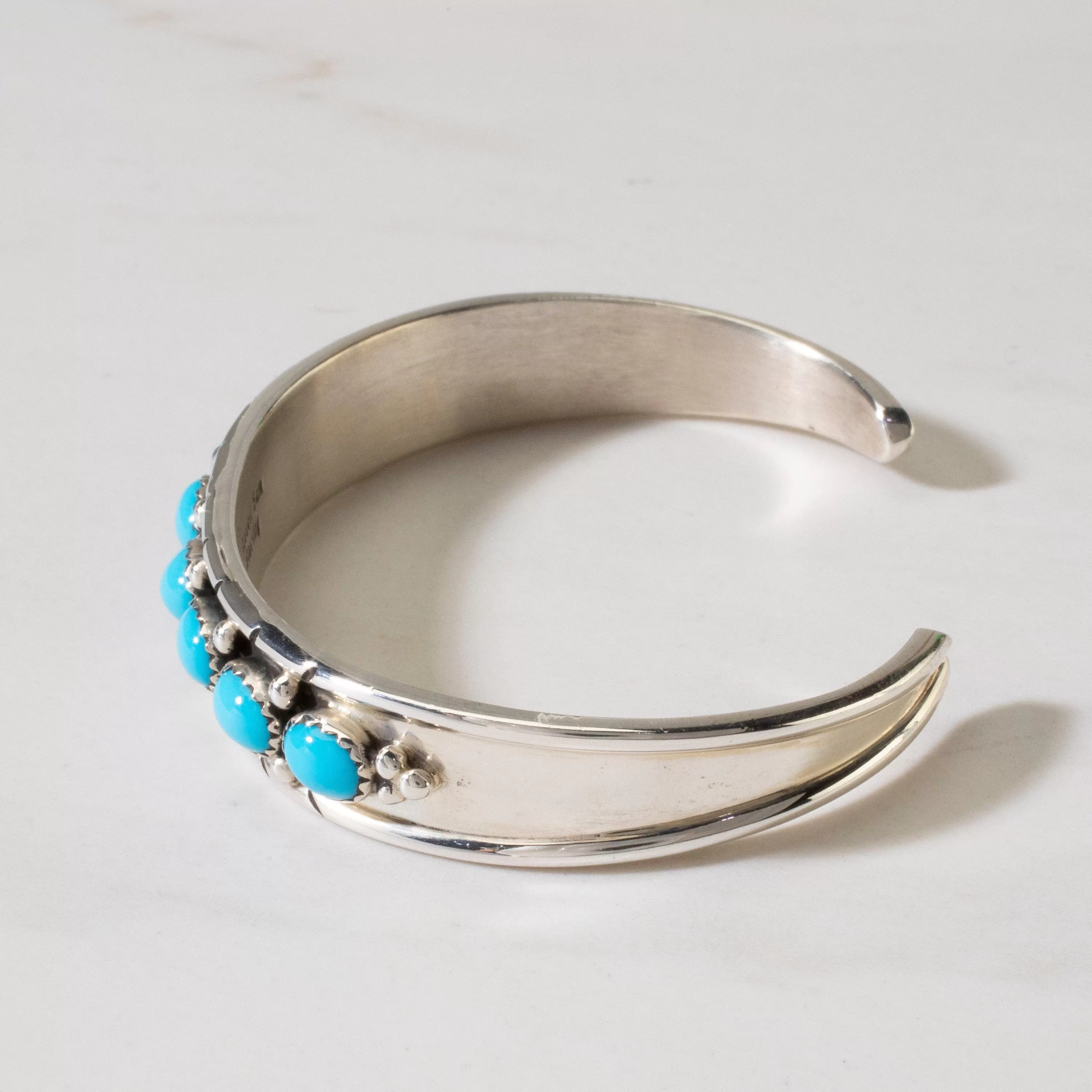 Russell Sam Navajo Sleeping Beauty Turquoise USA Native American Made 925 Sterling Silver Cuff