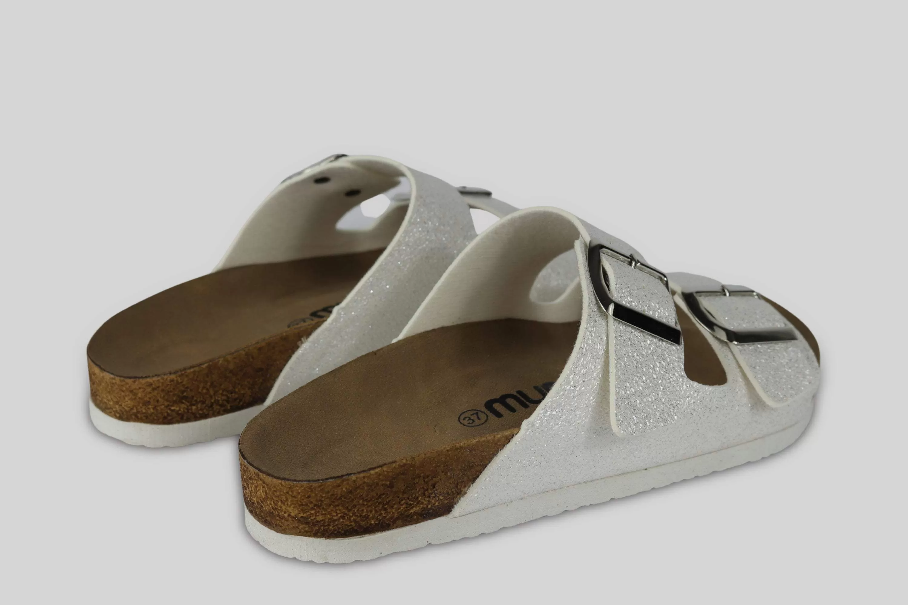 Sandalias Correa Brillo Blanco