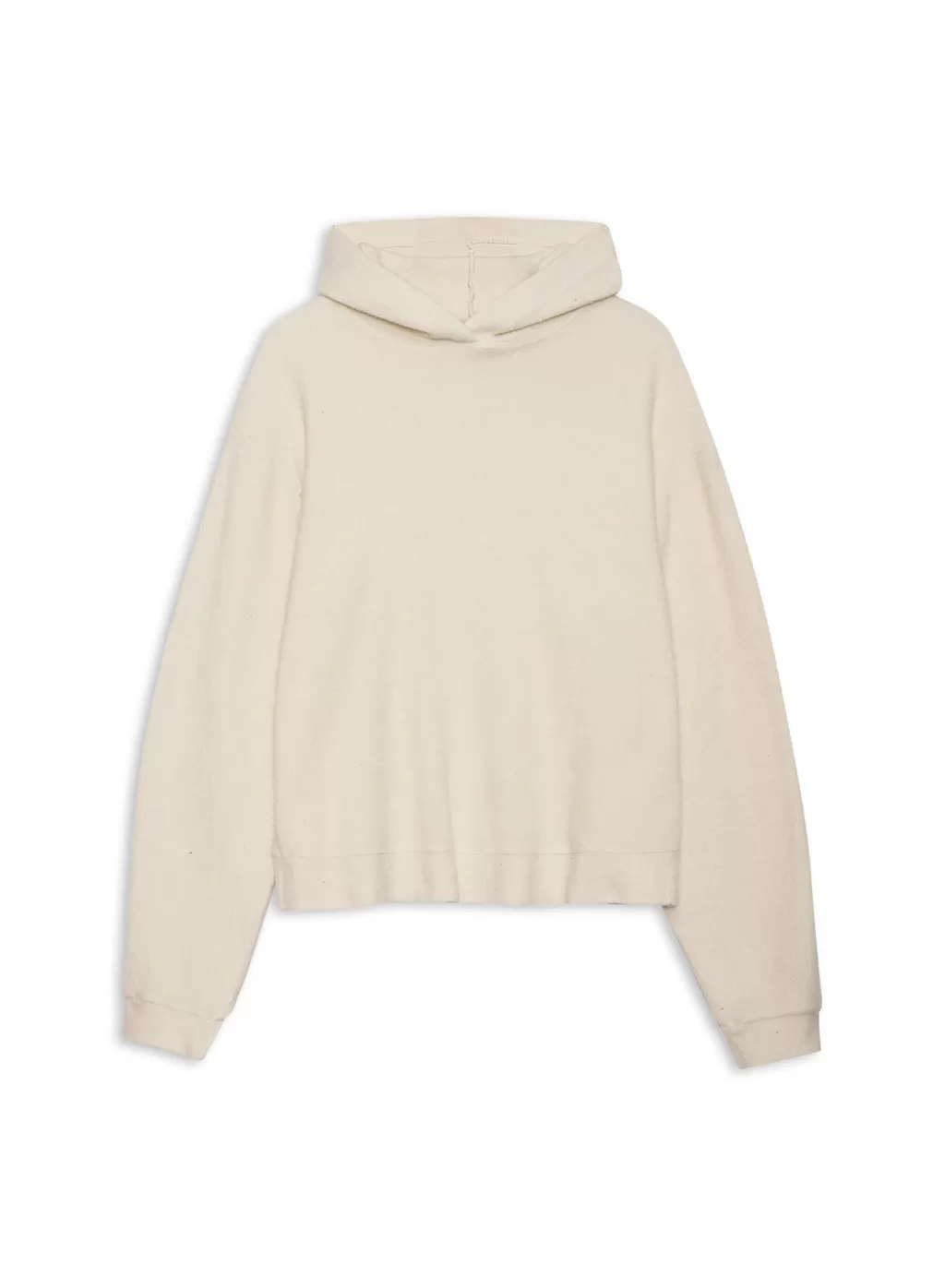 Sherpa Cropped Side Slit Hoodie in Cream