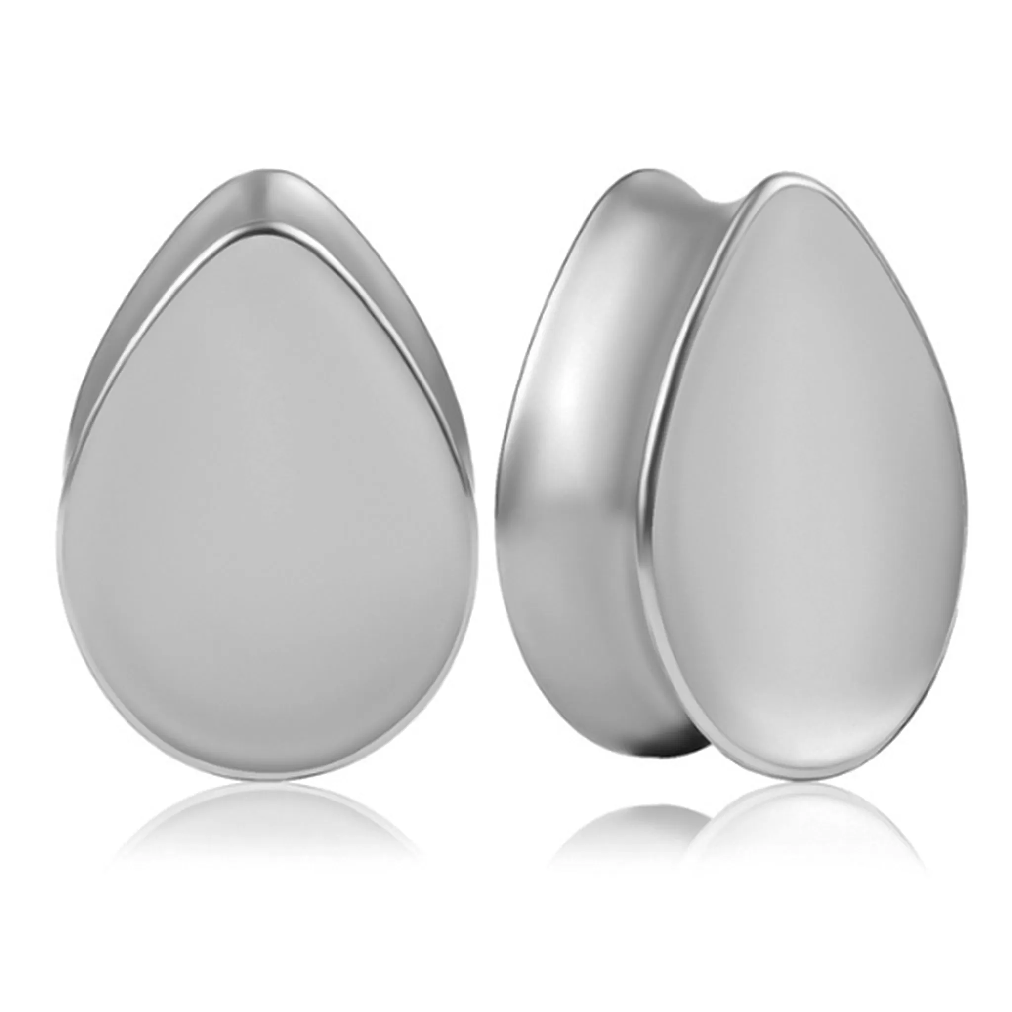 Silver Teardrop Steel Plugs