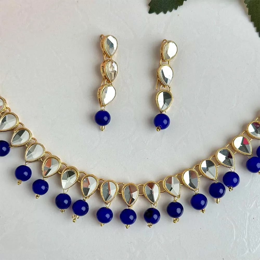 Single Layer Kundan Set (Dark Blue)