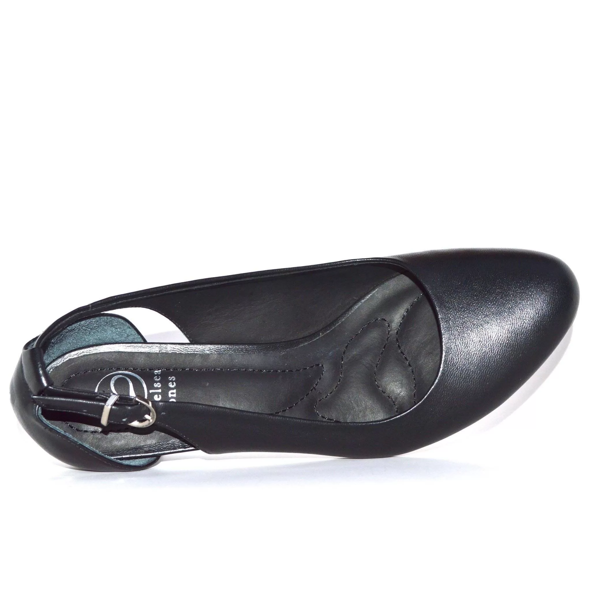 SLIM MID HEEL - BLACK LEATHER