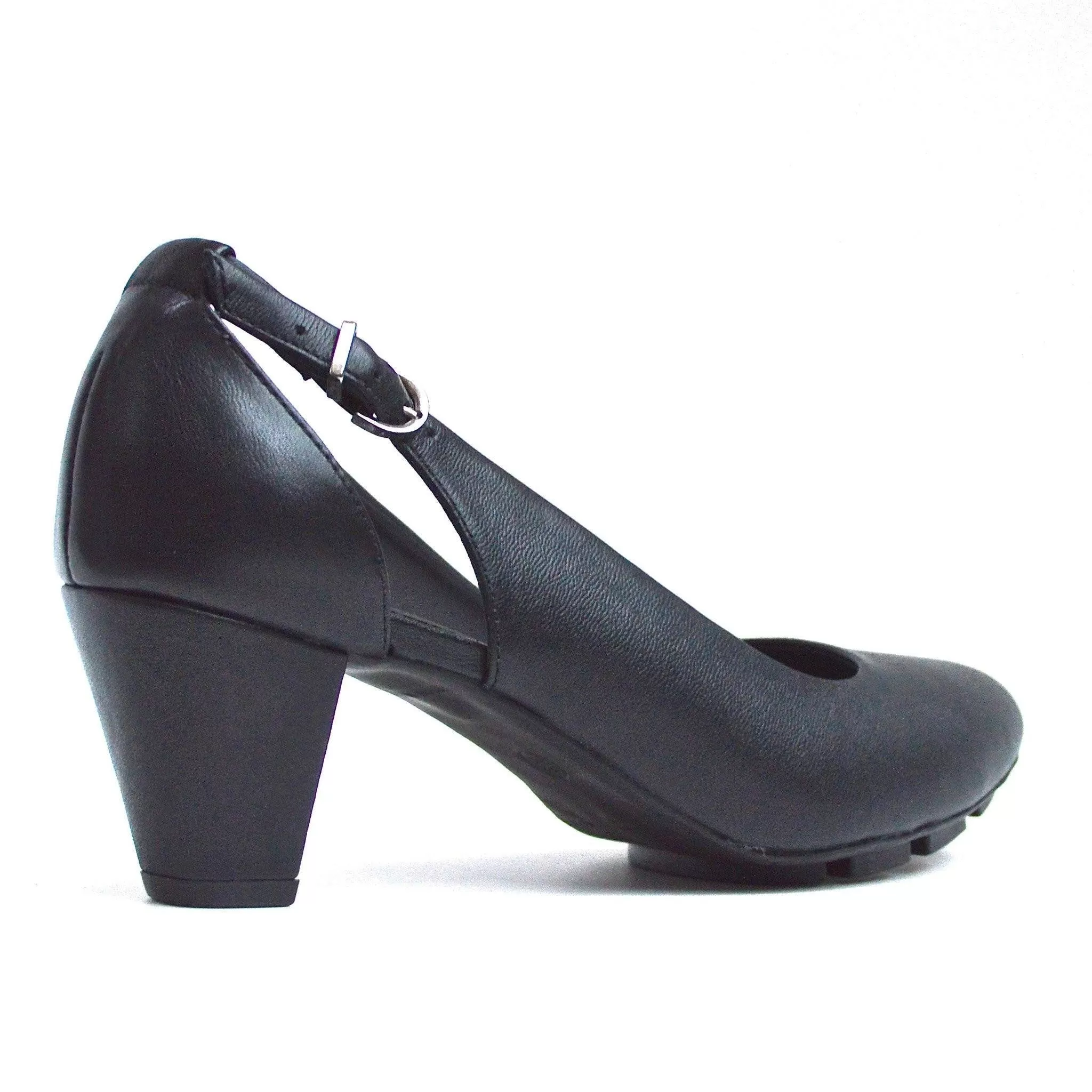 SLIM MID HEEL - BLACK LEATHER