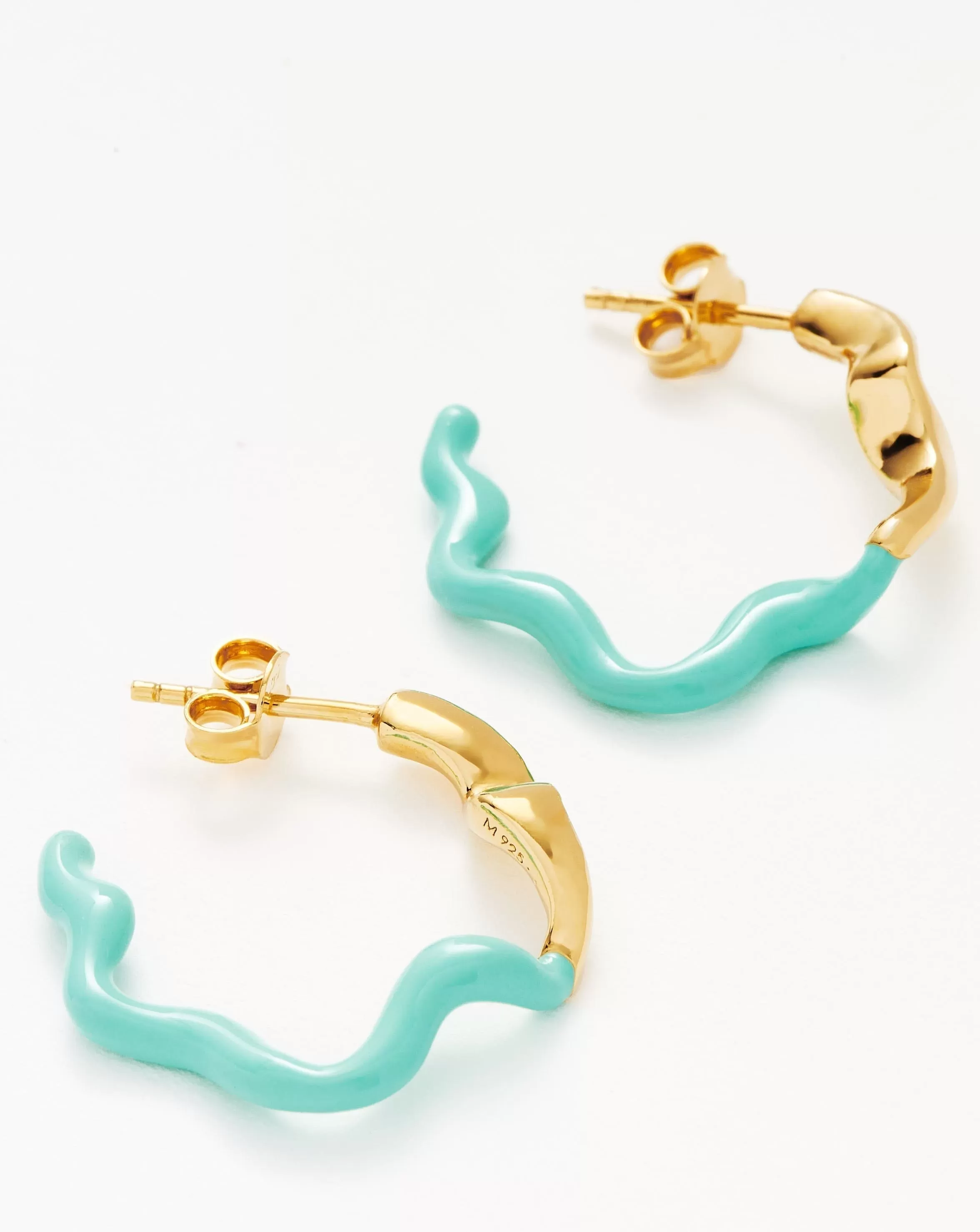 Squiggle Two Tone Enamel Medium Hoop Earrings