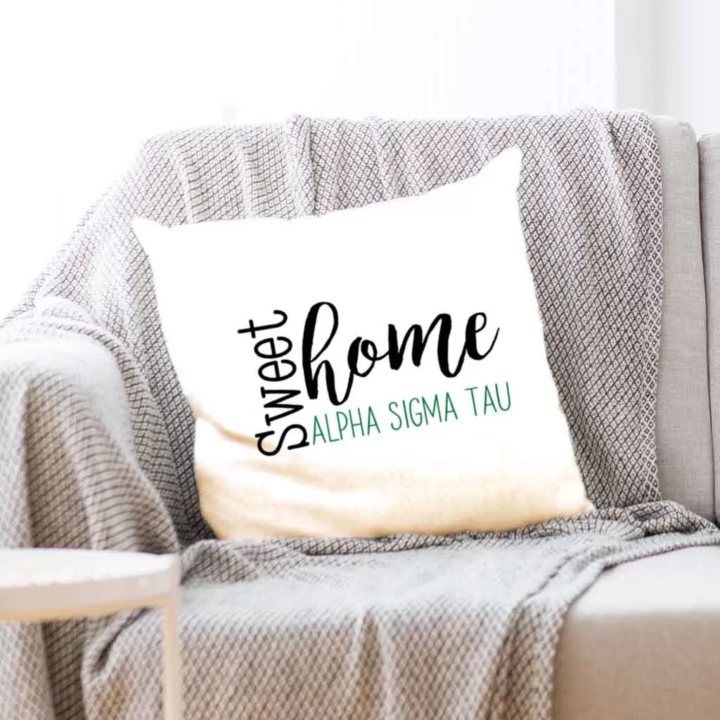 Sweet Home Alpha Sigma Tau Throw Pillow Cover for Sorority Room Decor