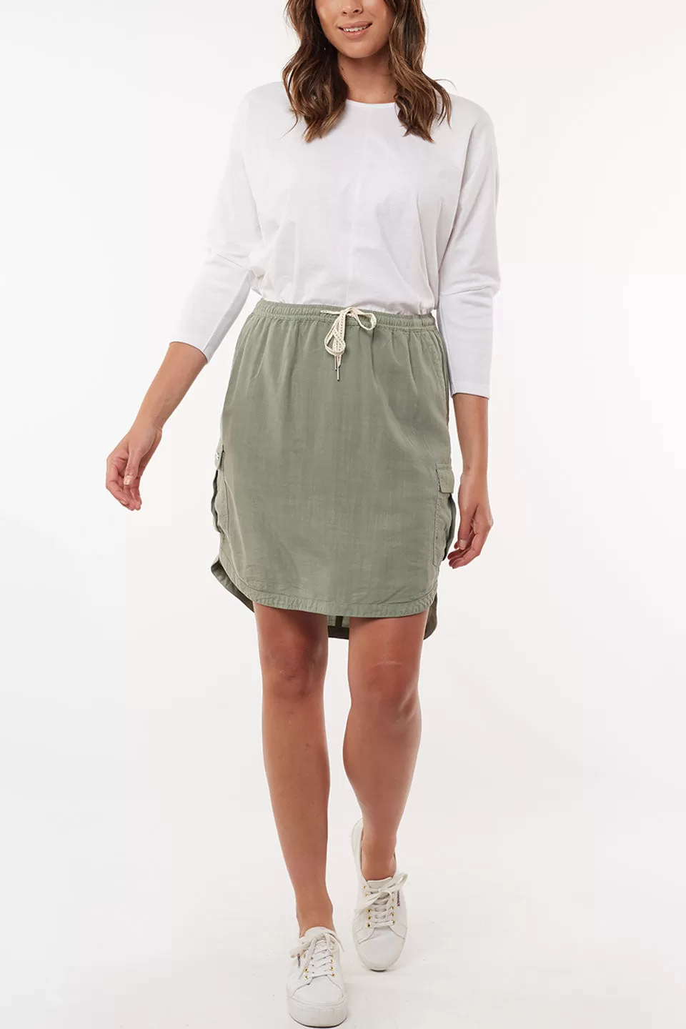 Upstate Cargo Elastic Khaki Mini Skirt