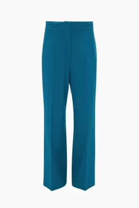 Victoria Beckham Waistband Detail Straight Leg Trouser - Petroleum