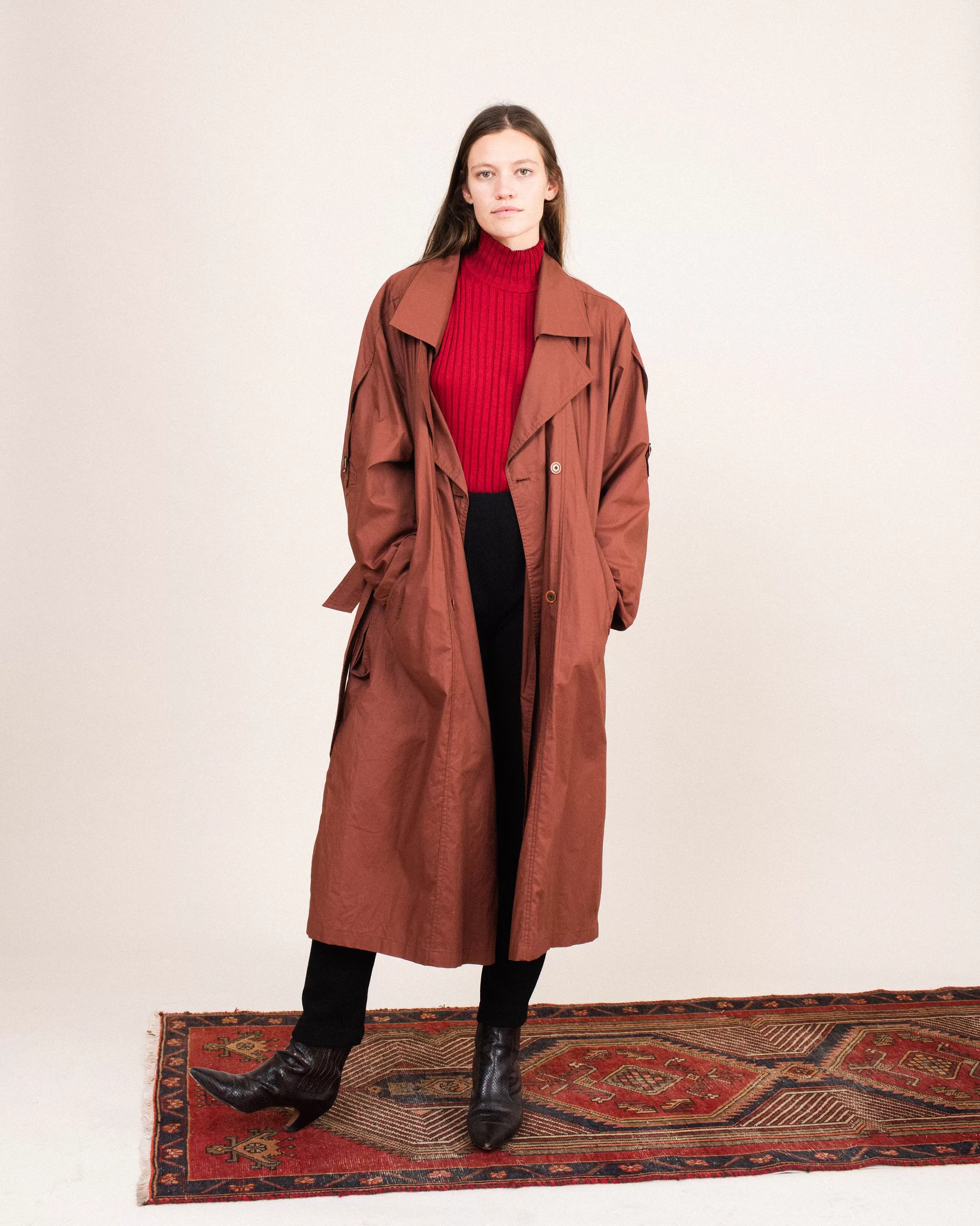 Vintage Oversized Rust Trench Coat (S/M)