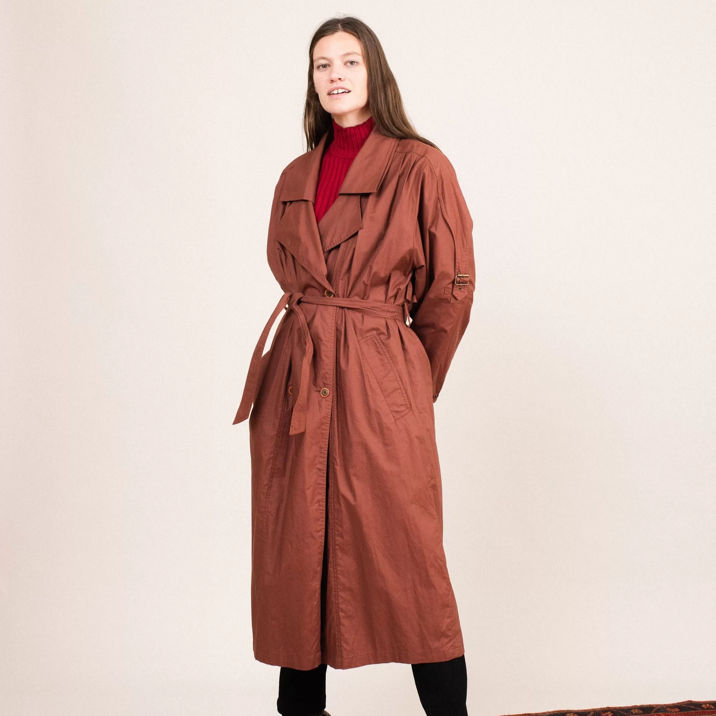 Vintage Oversized Rust Trench Coat (S/M)