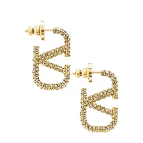 VLogo Metal Pave Earrings 2.5cm