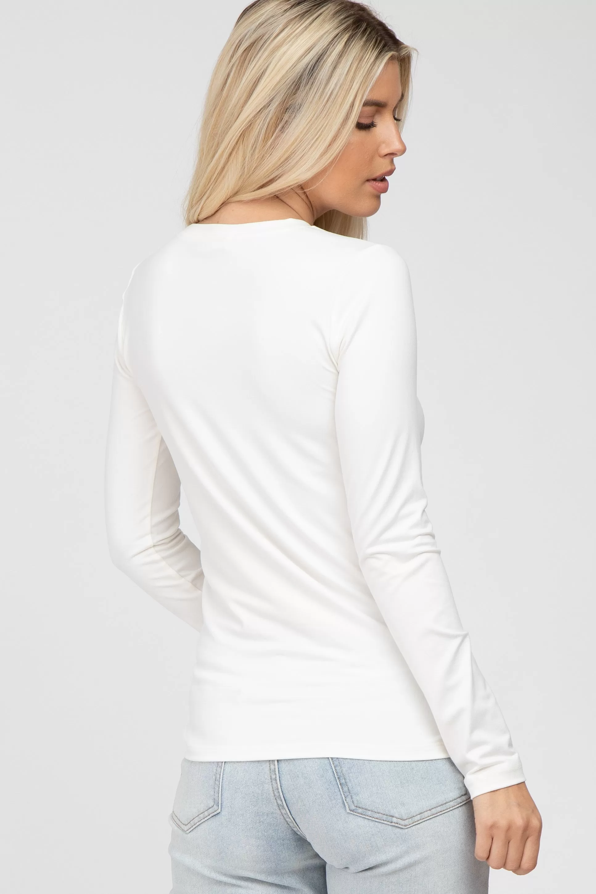 White Long Sleeve Basic Top