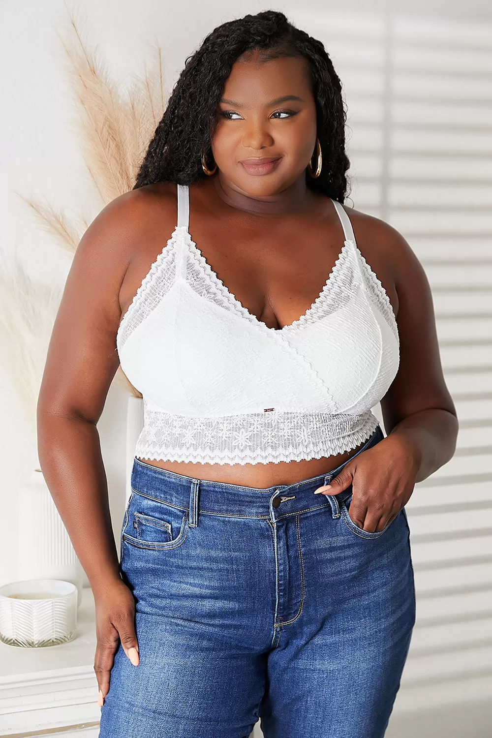 White Skye Full Size Lace Bralette