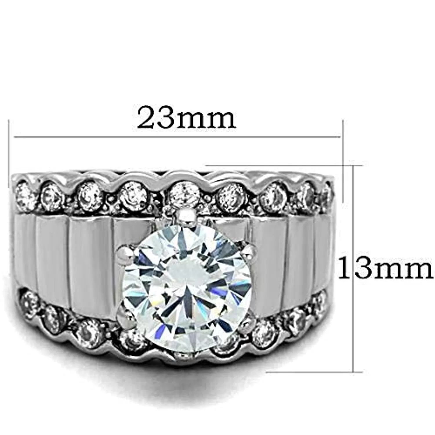 WildKlass Stainless Steel Pave Ring High Polished (no Plating) Women AAA Grade CZ Clear