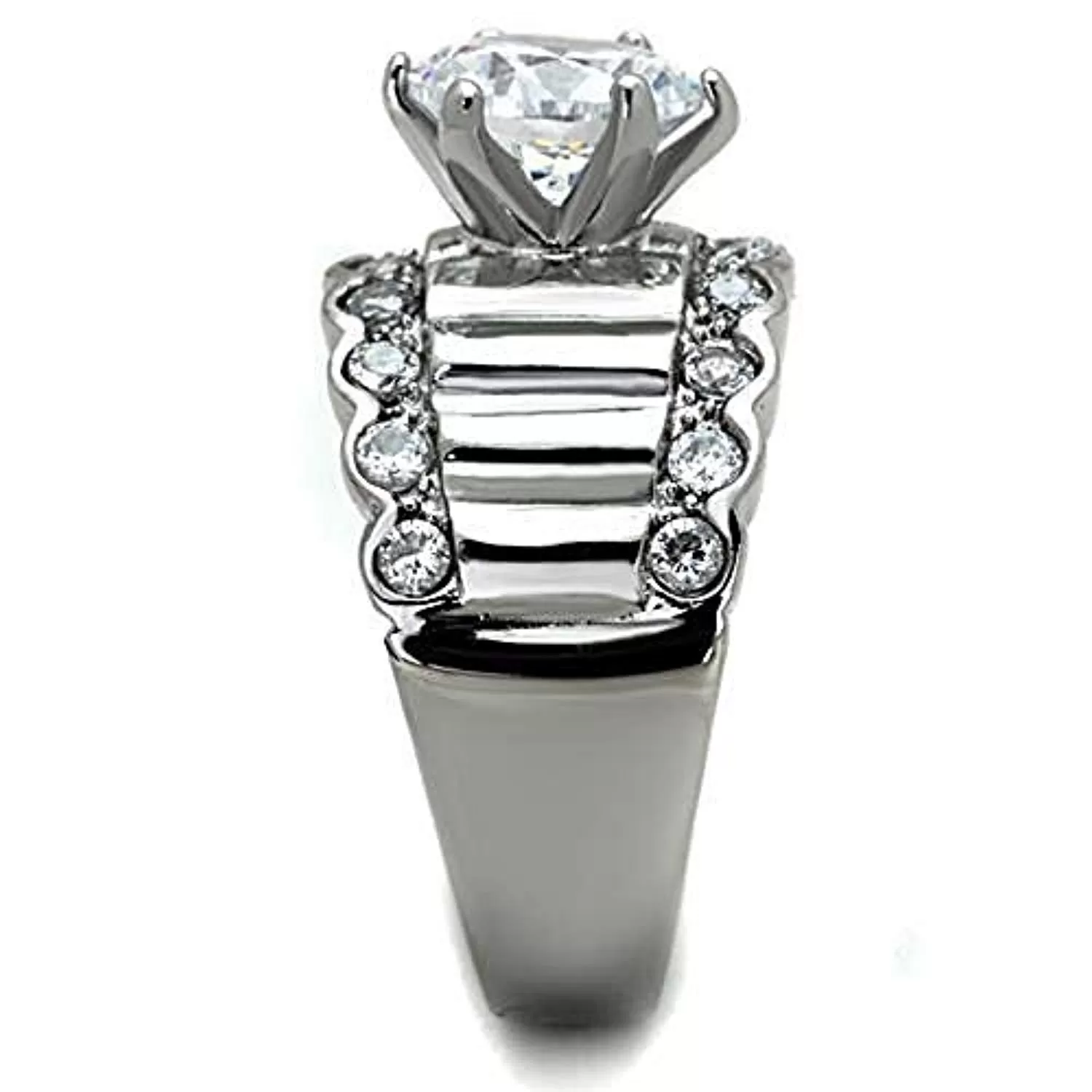 WildKlass Stainless Steel Pave Ring High Polished (no Plating) Women AAA Grade CZ Clear