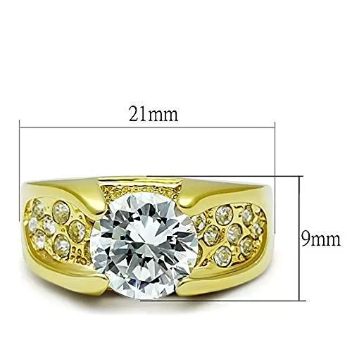 WildKlass Stainless Steel Pave Ring IP Gold Women AAA Grade CZ Clear