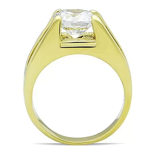 WildKlass Stainless Steel Pave Ring IP Gold Women AAA Grade CZ Clear