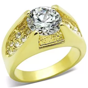 WildKlass Stainless Steel Pave Ring IP Gold Women AAA Grade CZ Clear