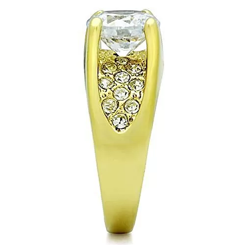 WildKlass Stainless Steel Pave Ring IP Gold Women AAA Grade CZ Clear