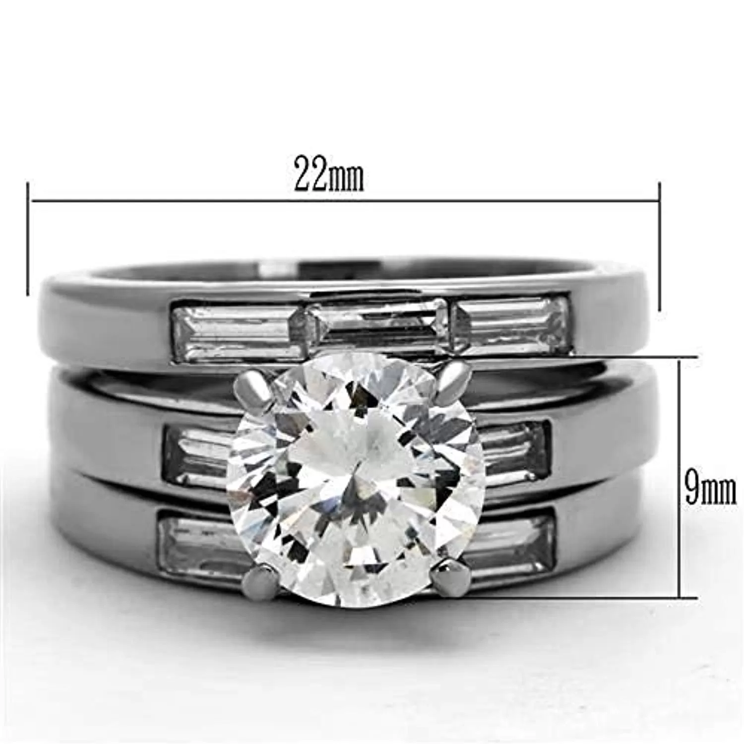 WildKlass Stainless Steel Wedding Ring High Polished (no Plating) Women AAA Grade CZ Clear